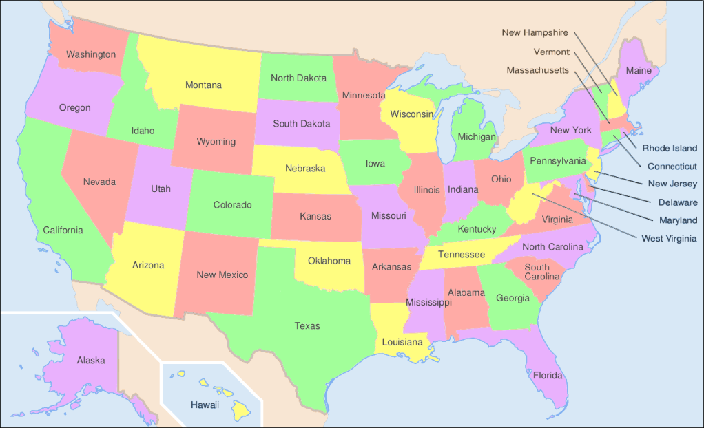 Mapa De Estados Unidos Con Nombres Imagui