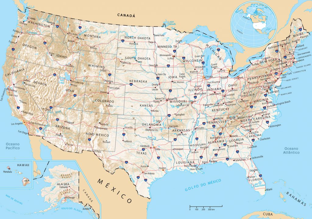 Mapa fisico de los Estados Unidos 1024x718