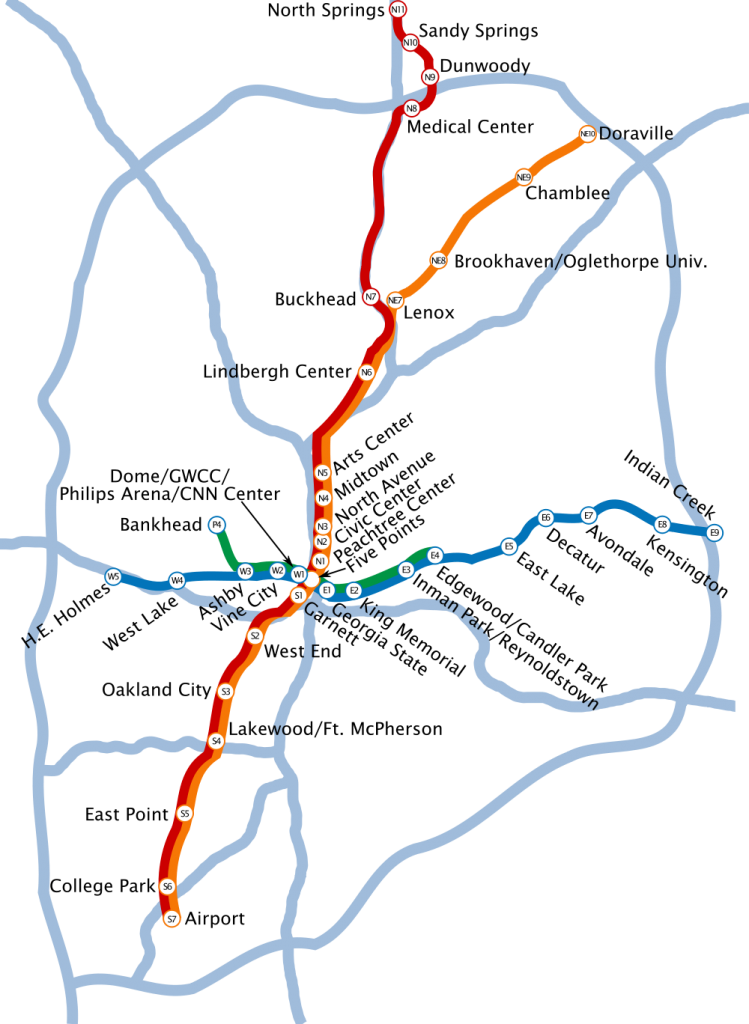 Mapa del metro de Atlanta MARTA