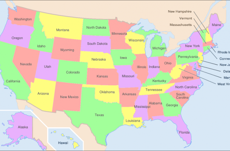 Mapa de los Estados de EEUU