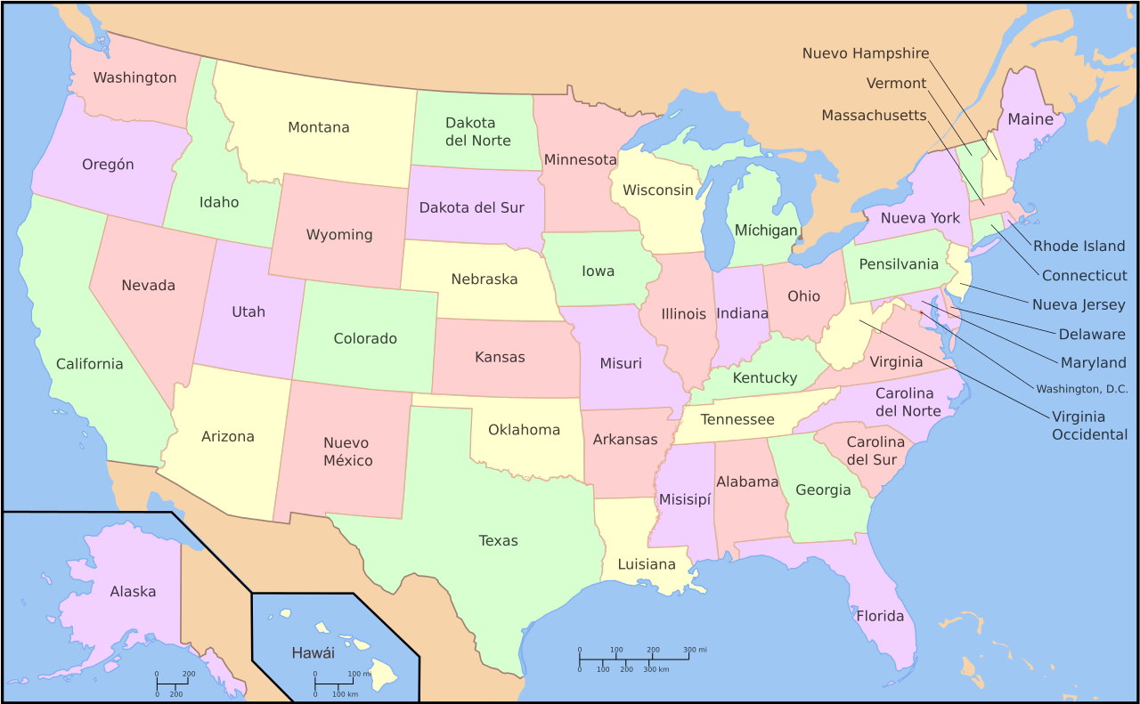 mapa de estados unidos - turismoeeuu