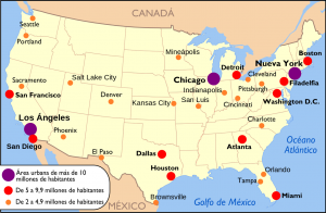 Mapa de las ciudades de Estados Unidos