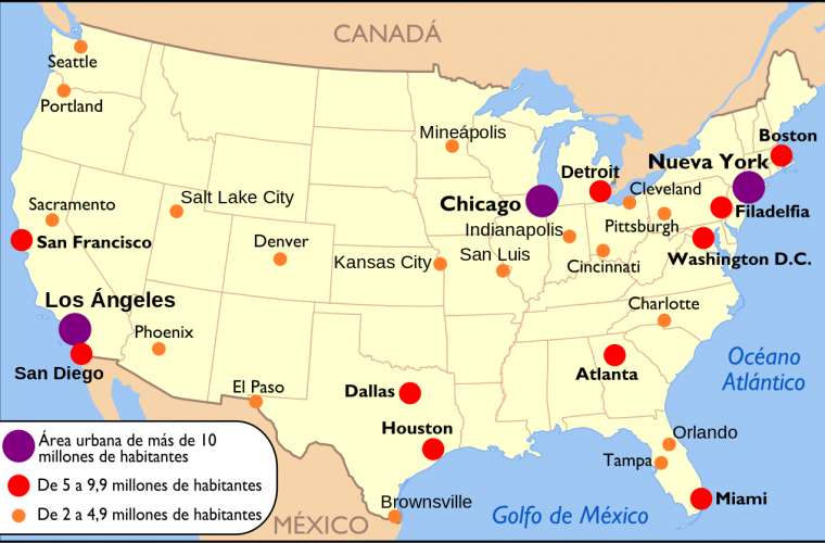 Mapa de Estados Unidos - TurismoEEUU