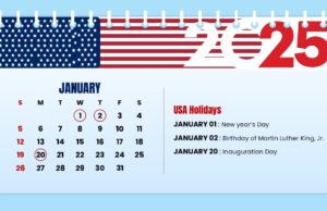 Calendario de días festivos de EE. UU. para 2025
